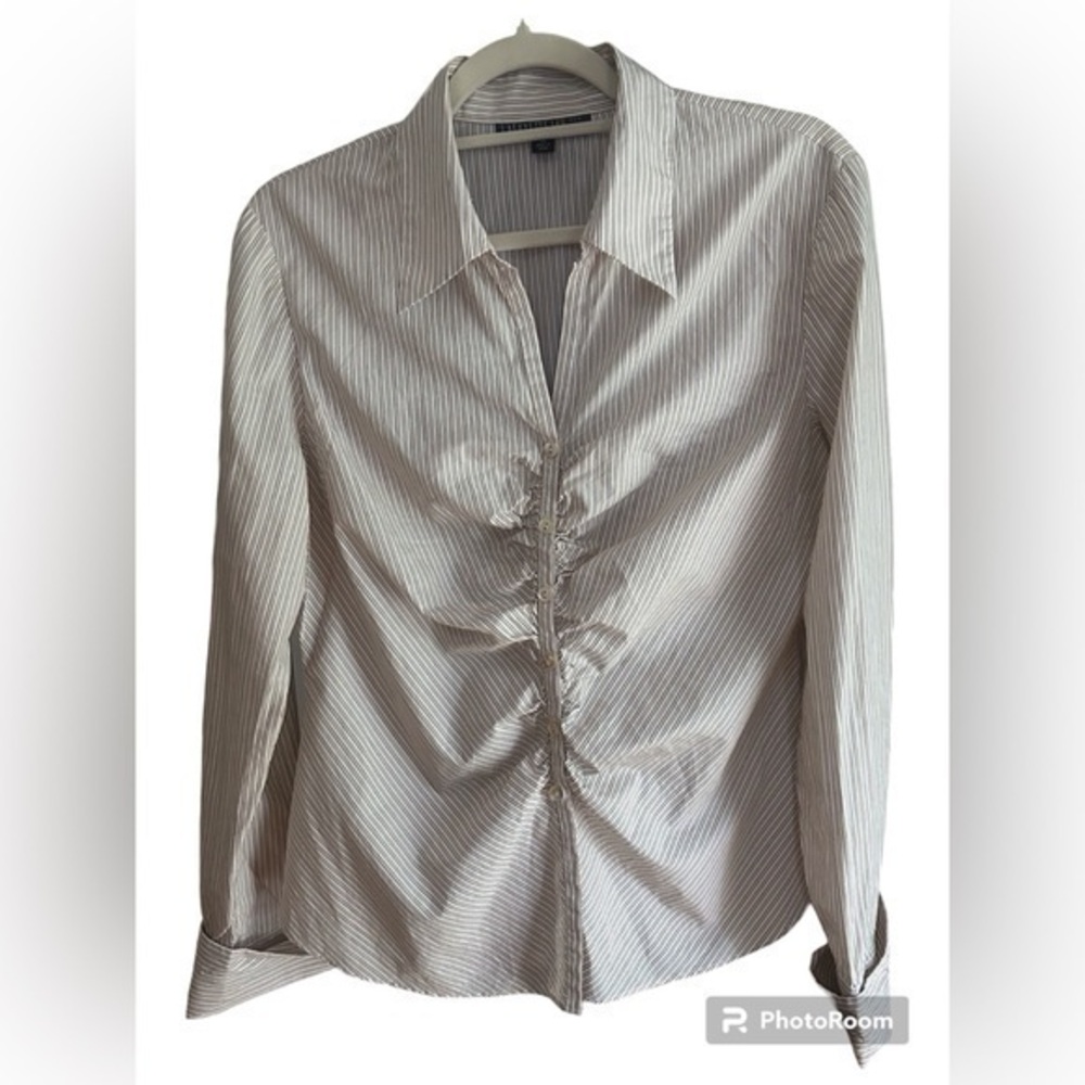 Lafayette 148 Striped Cotton Top, Size 14
